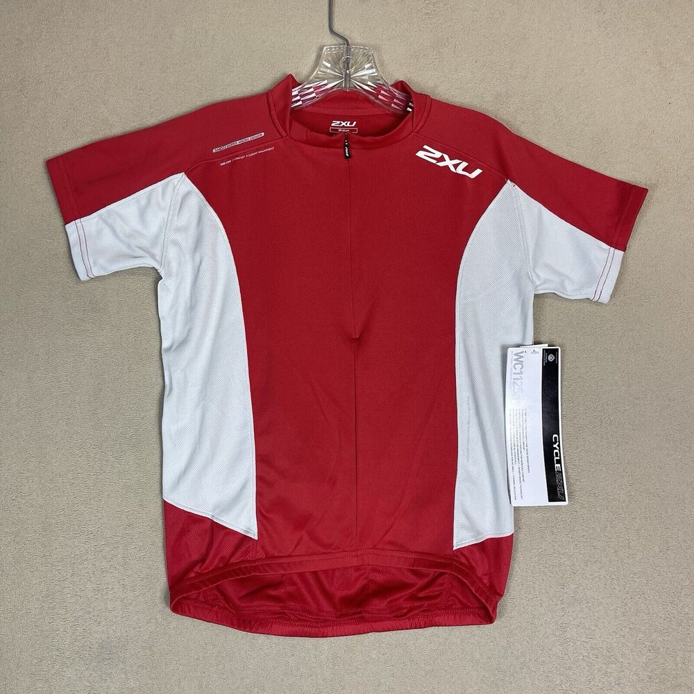2XU Cycling Jersey Womens Medium Red Elite Cycle Top 1/2 Zip Stretch Back Pocket